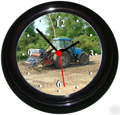 Landini 140 tractor and drill picture in a wall clock 