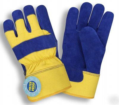 Waterproof leather gloves 1 pair large